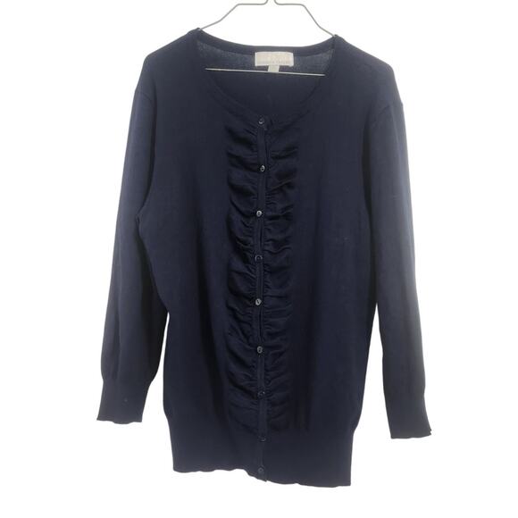 Carolyn Taylor Navy Blue Button Down Cardigan Sweater Womens Size Extra Large XL - Picture 1 of 3
